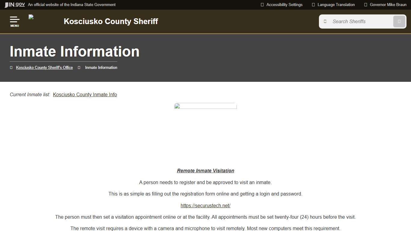 Kosciusko County Sheriff's Office: Inmate Information